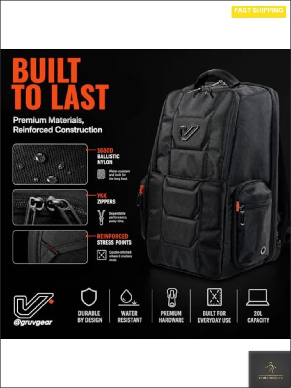 20L Modular Tech Backpack with TSA-Friendly Laptop Compartment, Water Resistant